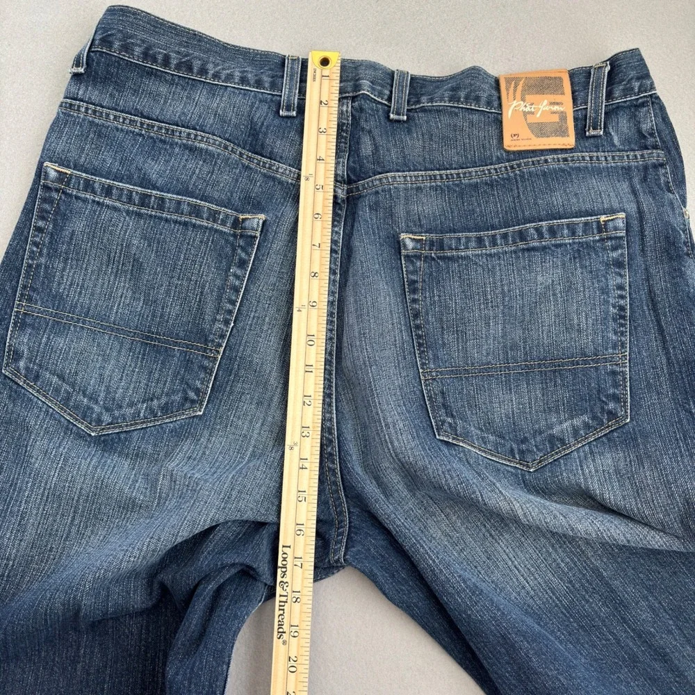 Phat Farm Men Baggy Denim Shorts Blue Medium Wash Y2K Hip Hop Size 40 FB509H380R